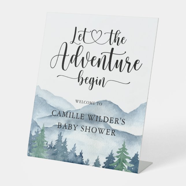 Signe De Table Baby shower Forest Adventure Mountains (Recto)