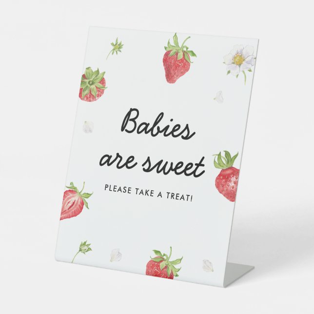 Signe De Table Baby shower fraise Les bébés sont doux traitement (Recto)