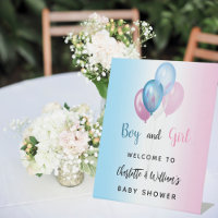 Baby shower garçon fille bleu rose bienvenue