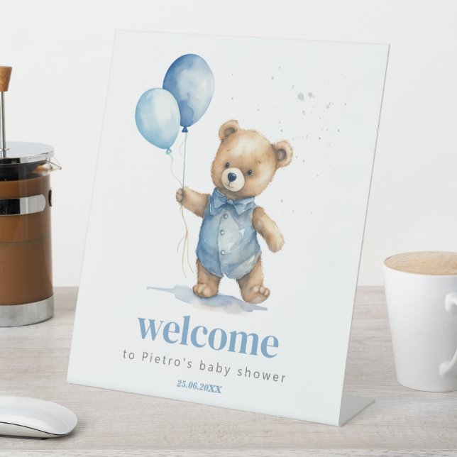 Signe De Table Baby shower Garçon Teddy Bear (In SItu)
