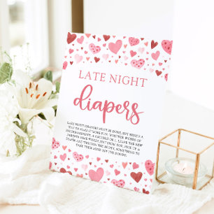 Signe De Table Baby shower Hearts Valentine Late Night Diapers