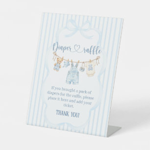 Signe De Table Baby Shower Jean Bleu Garçon Moderne Rayure