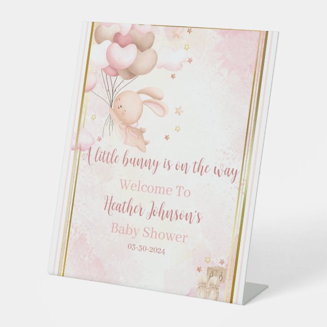 Signe De Table Baby shower lapin de la petite fille (Recto)