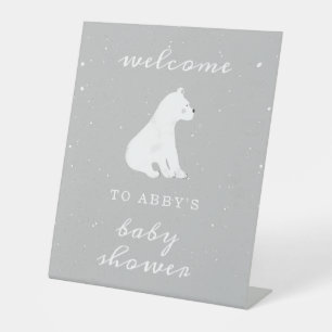 Signe De Table Baby shower neutre à la neige de l'ours polaire Bi