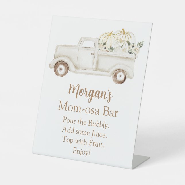 Signe De Table Baby shower Neutre Citrouille beige Momosa Bar (Recto)