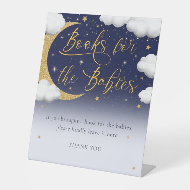 Signe De Table Baby Shower Over the Moon Books for Babies (Recto)