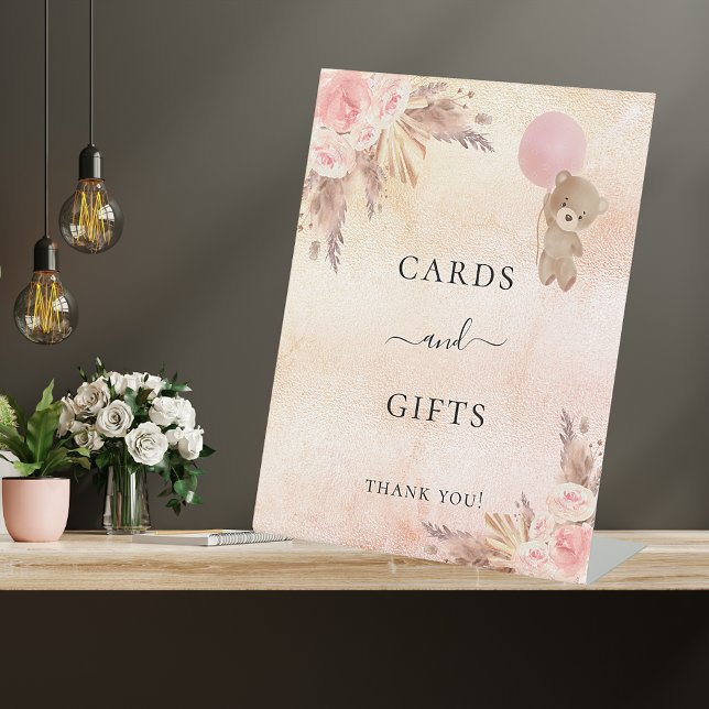 Signe De Table Baby shower pampas herbe blush tedcards cadeaux (Créateur téléchargé)