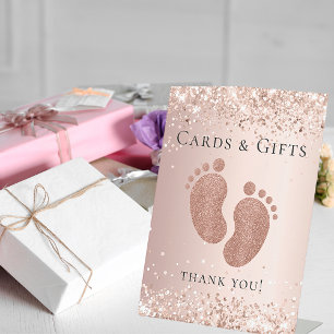 Signe De Table Baby shower rose or parties scintillant pieds cart