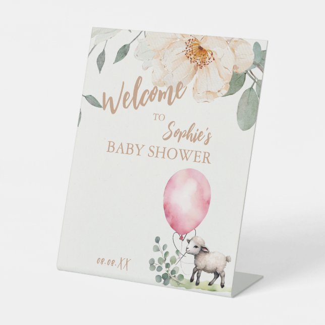 Signe De Table baby shower "Sweet Little Lamb" Bienvenue (Recto)