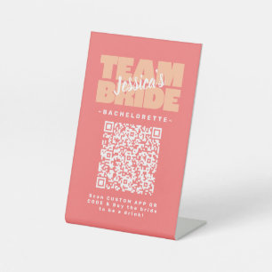Signe De Table Bachelorette QR Code Acheter Drink Team Bride Peac