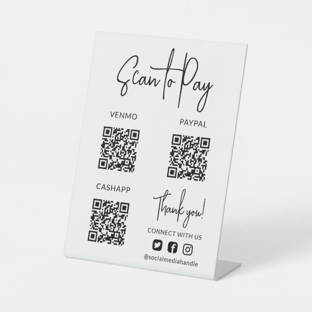 Signe De Table Balayage blanc pour payer les codes QR Icônes des  (Recto)