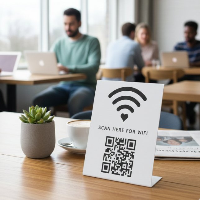Signe De Table Balayage de code QR Wifi pour connecter auto-adhés (Créateur téléchargé)