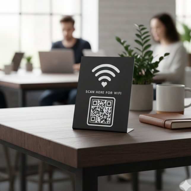 Signe De Table Balayage de code QR Wifi pour connecter auto-adhés (Créateur téléchargé)