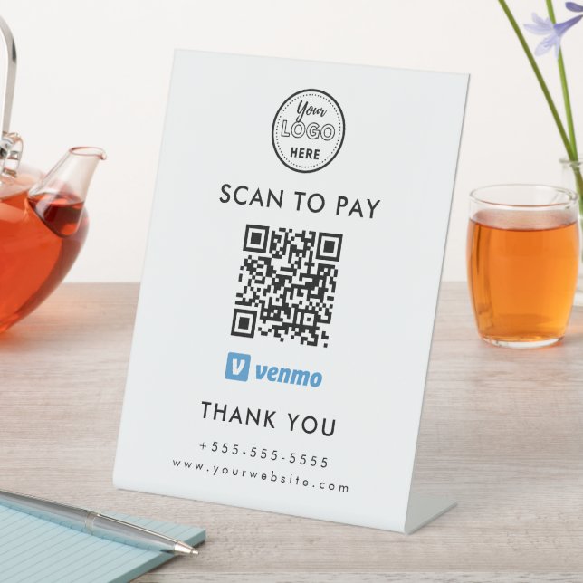 Signe De Table Balayage professionnel du code Venmo QR pour payer (In SItu)