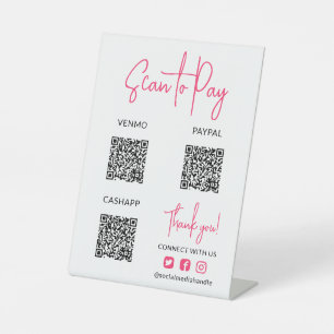 Signe De Table Balayage rose chaud pour payer les codes QR Icônes