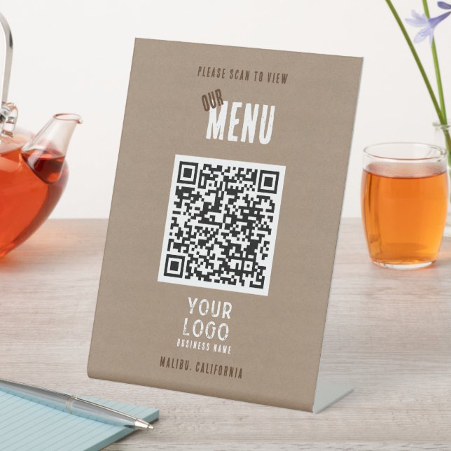Signe De Table Balayer notre menu Code QR Charme Rustique Logo d' (In SItu)
