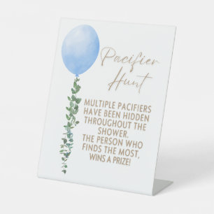 Signe De Table Balloon bleu Aquarelle Garçon Baby shower Piédesta