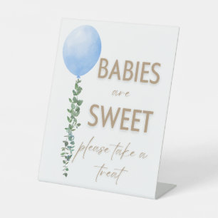 Signe De Table Balloon bleu Aquarelle Garçon Baby shower Piédesta
