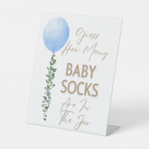 Signe De Table Balloon bleu Aquarelle Garçon Baby shower Piédesta
