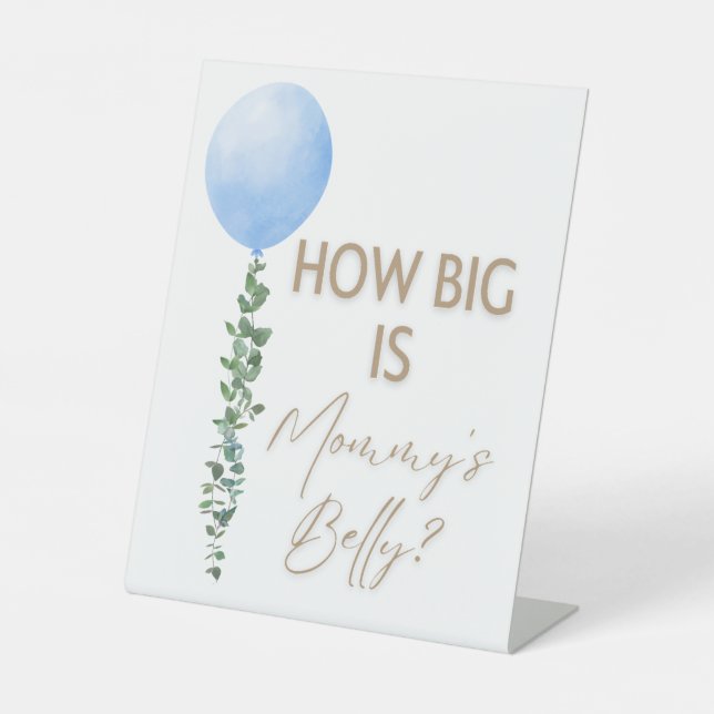 Signe De Table Balloon bleu Aquarelle Garçon Baby shower Piédesta (Recto)