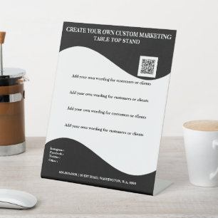 Signe De Table Bannière blanche noire avec logo bureau bureau 8x1