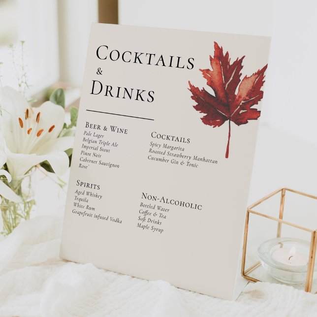 Signe De Table Bar à boissons Mariage à feutre de automne simple (Créateur téléchargé)