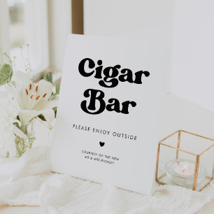 Signe De Table Bar à cigares élégant rétro noir et blanc mariage