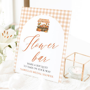 Signe De Table Bar à Fleurs Fraîches du Marché Automnal Gingham