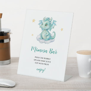 Signe De Table Bar à Mimosa au Bébé Dragon Mignon