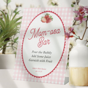 Signe De Table Bar à Mom-osa sucré aux fruits rouges Gingham rose