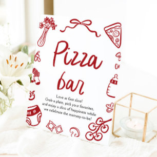 Signe De Table Bar à pizza Baby shower italien rouge