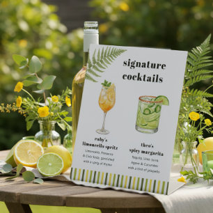 Signe De Table Bar de boissons signatures de mariage Citrus Green