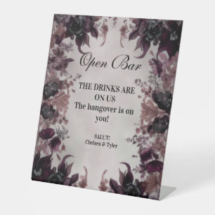 Signe De Table Bar de mariage Fleur gothique violette