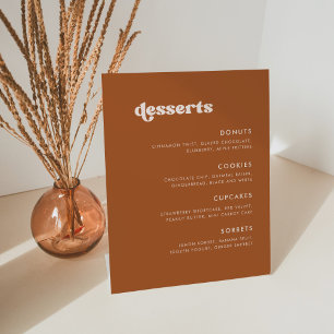 Signe De Table Bar-dessert Mariage Burnt Orange élégant rétro