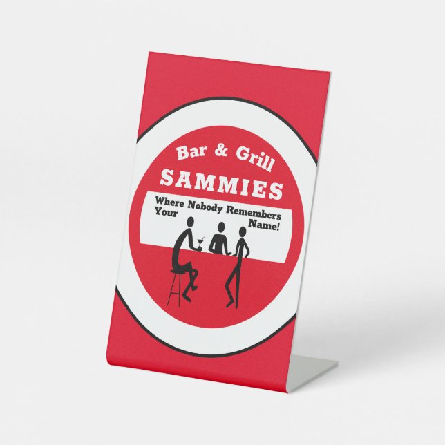 Signe De Table Bar Et Grill Rouge Typographie Bar Design (Recto)