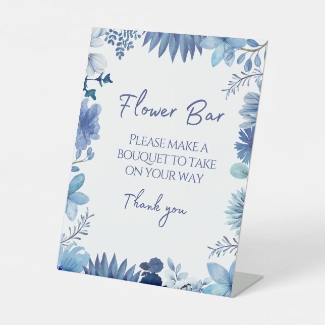 Signe De Table Bar Fleur Bleu Prendre Un Boquet Favoriser (Recto)