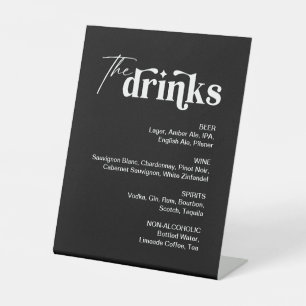 Signe De Table Bar Mariage à la carte moderne Black Drink