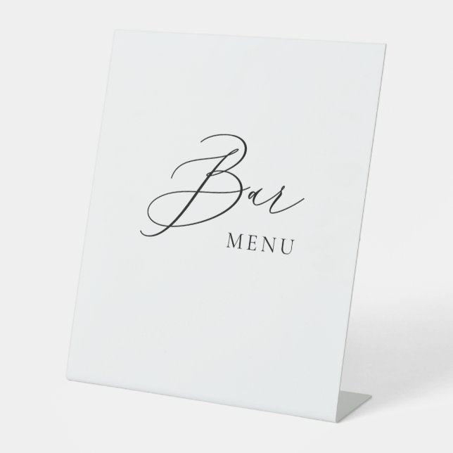 Signe De Table Bar Menu Wedding Sign Minimalist Elegant Script  (Recto)