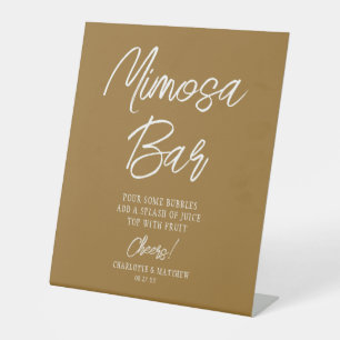 Signe De Table Bar Mimosa Chefs Moderne Script manuscrit Or