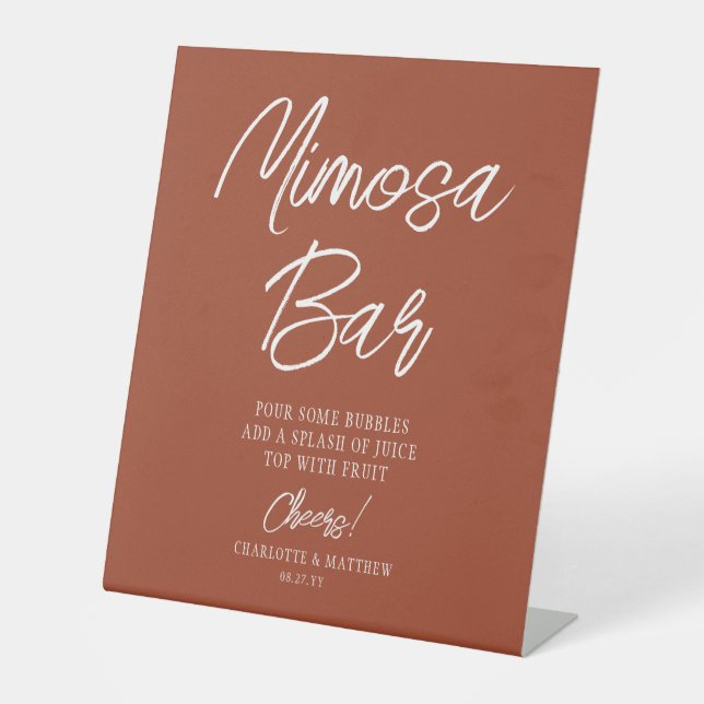 Signe De Table Bar Mimosa Chefs Script Moderne Cuivre (Recto)