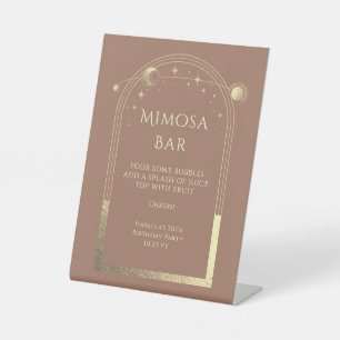 Signe De Table Bar Mimosa doré Mocha céleste Soleil Lune Étoiles