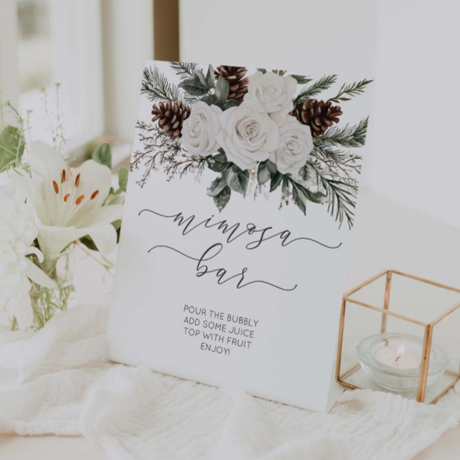Signe De Table Bar Mimosa Fête des mariées d'hiver (Créateur téléchargé)