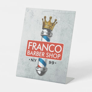 Signe De Table Barber Hair Shop King Crown Barber Pole Hair Salon