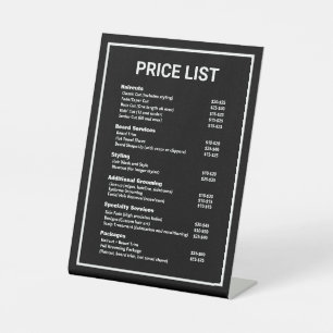 Signe De Table Barber Shop Barbershop Tarifs Menu Service
