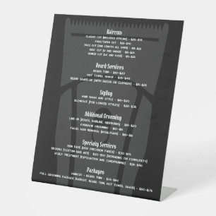 Signe De Table Barber Shop Barbershop Tarifs Menu Service