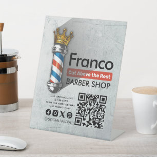 Signe De Table Barber Shop Royal Couronne Barber Pole Salon des c