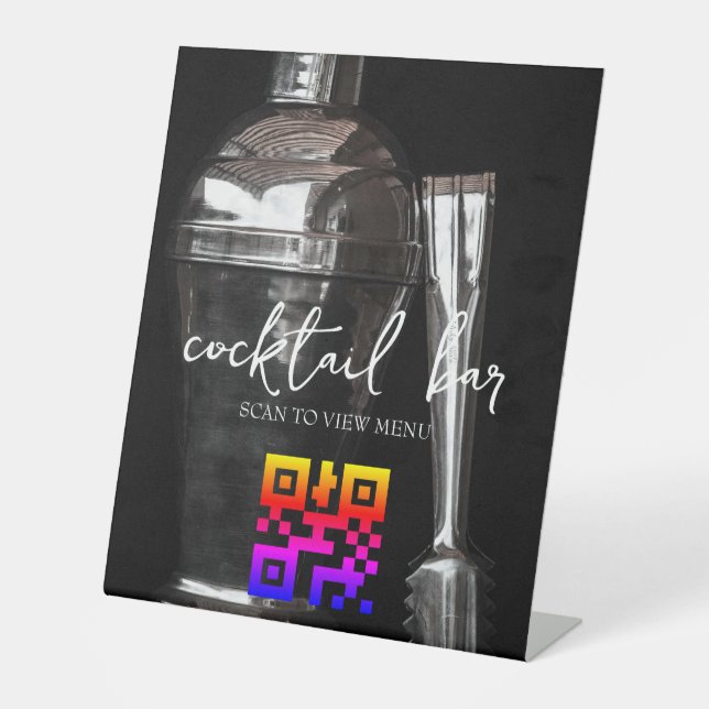 Signe De Table Barre à cocktails du menu numérique QR Code (Recto)