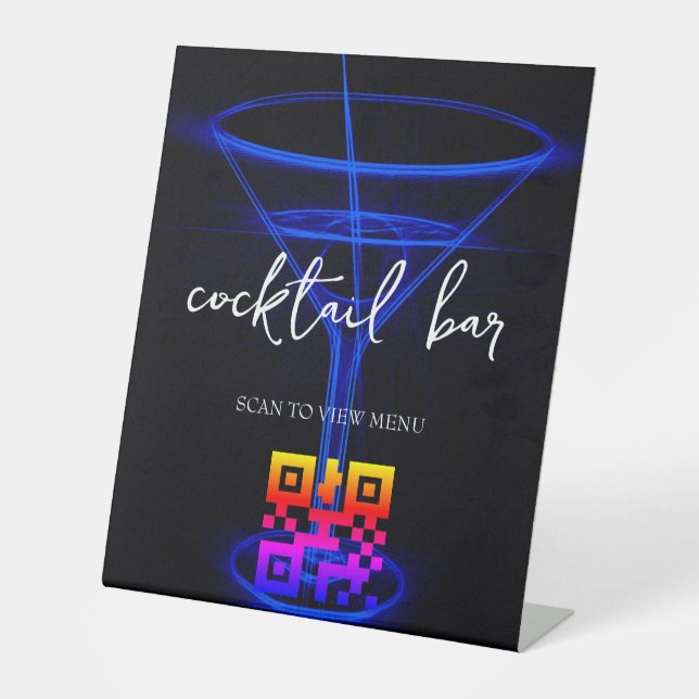 Signe De Table Barre à cocktails du menu numérique QR Code (Recto)