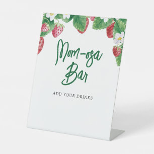 Signe De Table Barre à Mom-osa pour Baby Shower à la Fraise d'Été