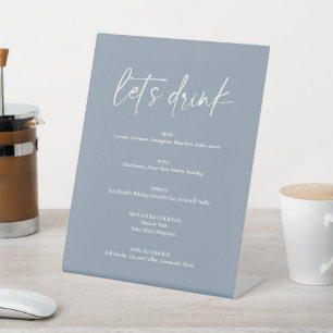 Signe De Table Barre de boisson moderne minimaliste bleu-poussiér